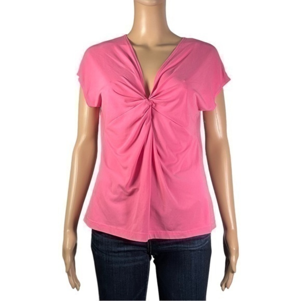 Y2K Style Pink Barbiecore V-Neck Knot Detail Top Size Large - "Tamika"